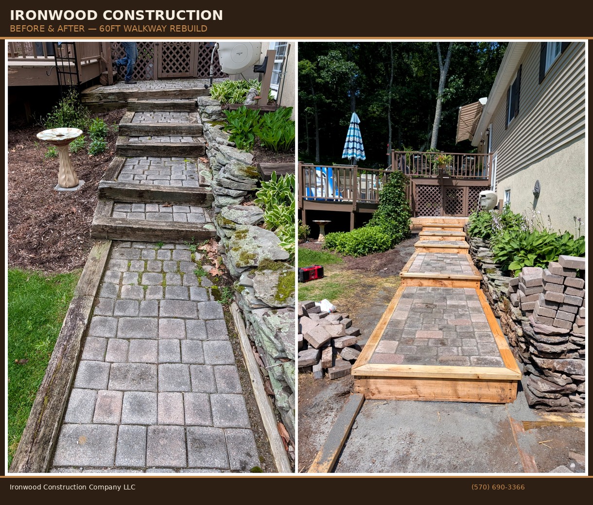 Before and after - 60ft walkway rebuild